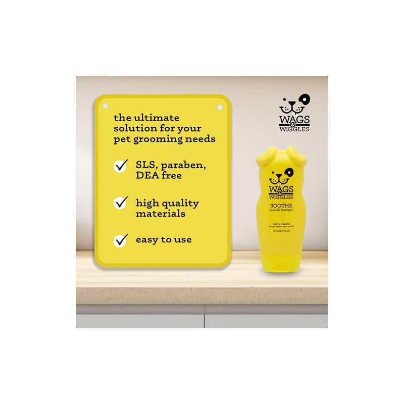 Wags&wiggles Shampoo Avena para Aliviar picazón y humectar el Pelaje