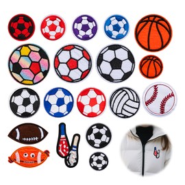 filheraze Pack of 19 iron-on patches, iron-on patches, children, adults, repair the hole patches, iron-on patches, cute DIY clothing patches, DIY accessories, sports series