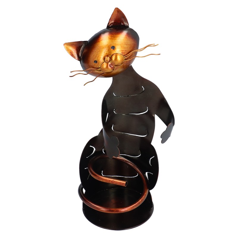 Cat Shaped Wine Rack Metal Sculpture Shelf Practical Sculpture Home