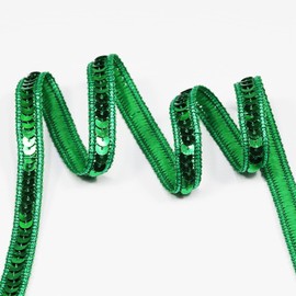 Length10 Yards，Wide 0.47 Inch Green Sequin Ribbon Trim for Sewing Dress Dance Costumes Headband (Green-12mm)