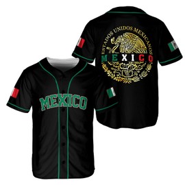 BOZENTIM Mexico Baseball Jersey Shirts, Jersey De Mexico Flag Jersey for Men Women, Mexican Eagle Unisex Shirt Sports Gifts (US, Alpha, 5X-Large, Regular, Regular, MX2)