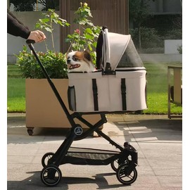 ROODO 2025 New 3 in 1 Dog Cat Stroller with Detachable Carrier&Car Seat Combo Best Lightweight Folding Portable All Terrain Pet Travel System Puppy Kitty Doggie Bunny Stroller for 30lbs(Light Khaki)