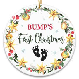 HEXMOZ Bumps First Christmas Ornament 2025 - First Time Parent Gifts - Pregnancy Announcement Gifts for Husband, Grandparents - 1st Time New Dad, Mom Ornament, Baby On The Way - Family Ornament