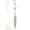 Long, Detailed Silvery Feather with Reflective Faceted Crystal Clear Glass