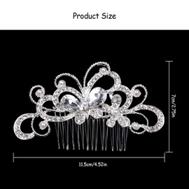 Rumyve Crystal Wedding Hair Comb Flower Silver Bridal Headdress Pearl,Crystal Bridal Hair Piece Bridal Hair Accessories,Stylish Vintage Elegant Ladies Hair Accessories