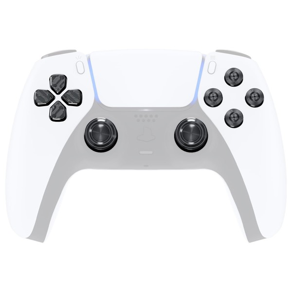 eXtremeRate Black Metal Thumbsticks Dpad ABXY Buttons for PS5 Controller,