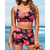 Tankini Swimsuits with Shorts - 3 Piece Athletic Tankini Bathing