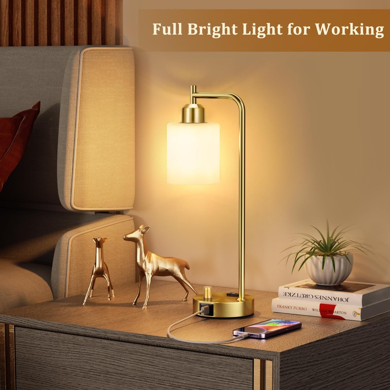 Innqoo Gold Lamp for Bedroom - Industrial Bedside Table Lamp