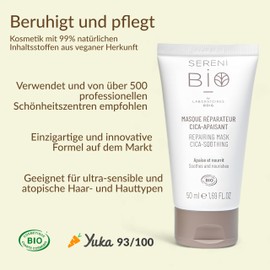 Sérénibio Centella Asiatica Repair Mask - Hair and Face Care Certified Organic Vegan and Fair - Soothes and Nourishes - Moisturising Mask for Ultra Sensitive Skin - 50 ml