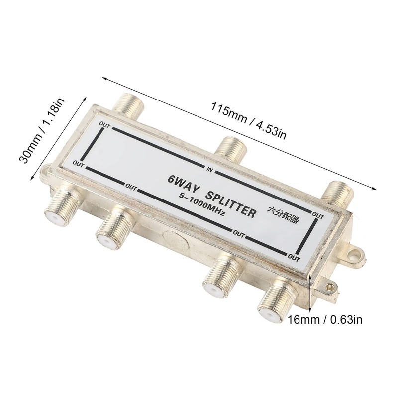 Restokki 6 Way Coaxial Cable Splitter 5-1000MHz, Cable Splitter Work
