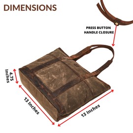 Tote Bag for Women Real Leather Shoulder Handbag Organizer Water Repellent Waxed Canvas with Compartments (Taupe)