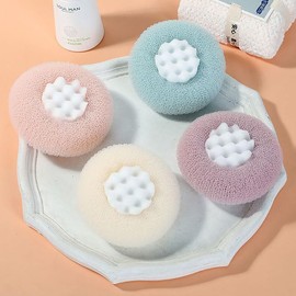 Super Soft Sunflower Suction Cup Bath Ball, Shower Scrubber for Women Bath Sponge Accessories, Body Wash Infused Sponge (Purple)