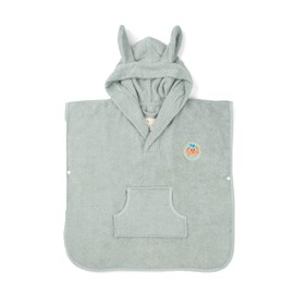 PandaHome Linden & Green Children's Bath Poncho, Terry Cloth Poncho for Boys and Girls, 100% Cotton, Dressing Gown with Hood, Quick-Drying, Soft, Absorbent Bathrobes, 400 g/m², Green