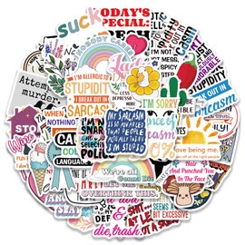 SEEYEON 50Pcs Snarky Stickers, Humorous Sarcasm Stickers Deacals for Adults, Waterproof Vinyl Sarcastic Quotes Stickers for Water Bottle, Laptop, Kindle, Scrapbook