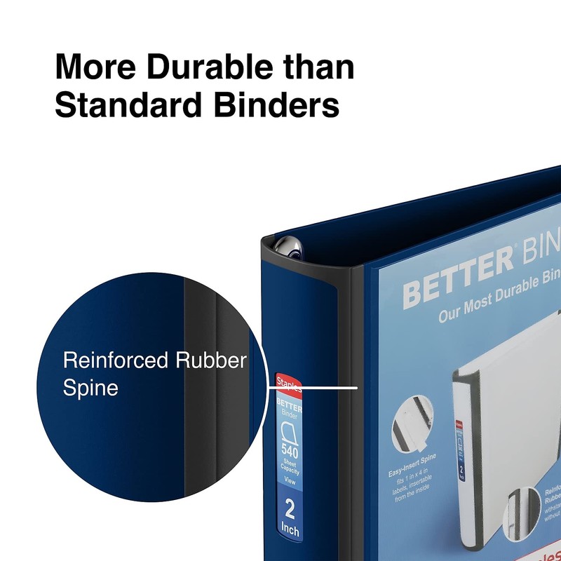 Staples 2-Inch 3-Ring Better Binder, Navy Blue, 2/Pack (St55872-Ccvs)