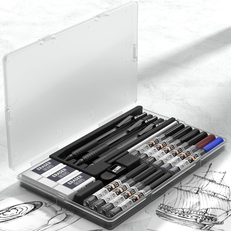 Nicpro Black Metal 2.0 Mechanical Pencil Set with Case, 3