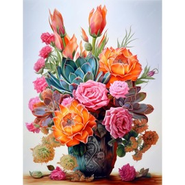 Skyboda Diamond Painting Kits for Adults, DIY Colorful Flowers Diamond Art Kits Full Round Drill Gem Art Diamond Dots for Home Wall Art Decor 30x40cm