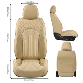 FLORICH Seat Covers for Cars, Waterproof Seat Covers, Leather Car Seat Covers 2 Pack, Universal Seat Cushion Protector for Most Cars Trucks SUV-Beige