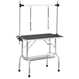 puppykitty Adjustable Folding pet Dog Grooming Table for Large Dogs Durable Stainless Steel pet Dog cat Grooming Table with Clamps and arms