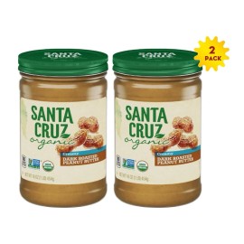 Santa Cruz Organic Creamy Dark Roasted Peanut Butter 16oz PACK OF 2