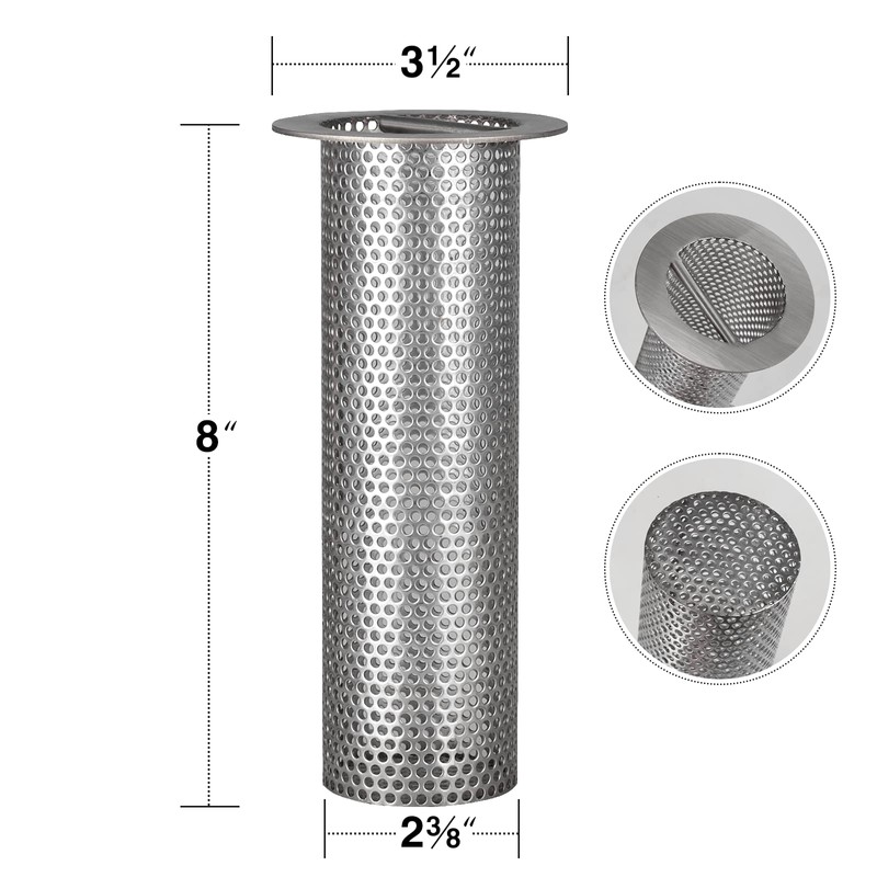 HOTYELL 3" Commercial Floor Drain Strainer, 8'' High, Thick Stainless