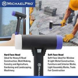MichaelPro MP004026 13.6-Inches Double Faced Soft Mallet | Weather-Resistant, Well-Balanced Handle, Shock & Spark Resistant Head