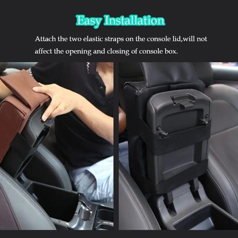Unbranded Waterproof Car Center Console Cover Leather Armrest Cover Cushion