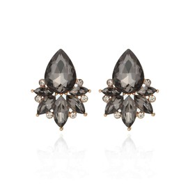 FENBORY Vintage Style Black Grey Rhinestone Earrings, Crystal Cluster Drop Earrings, Eco-friendly Alloy Plated Gold, Hypoallergenic