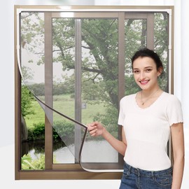 NeatiEase Adjustable DIY Magnetic Window Screen Max 72” x 48” Fits Any Size Smaller White Frame Fiberglass Mesh with Extra Accessories