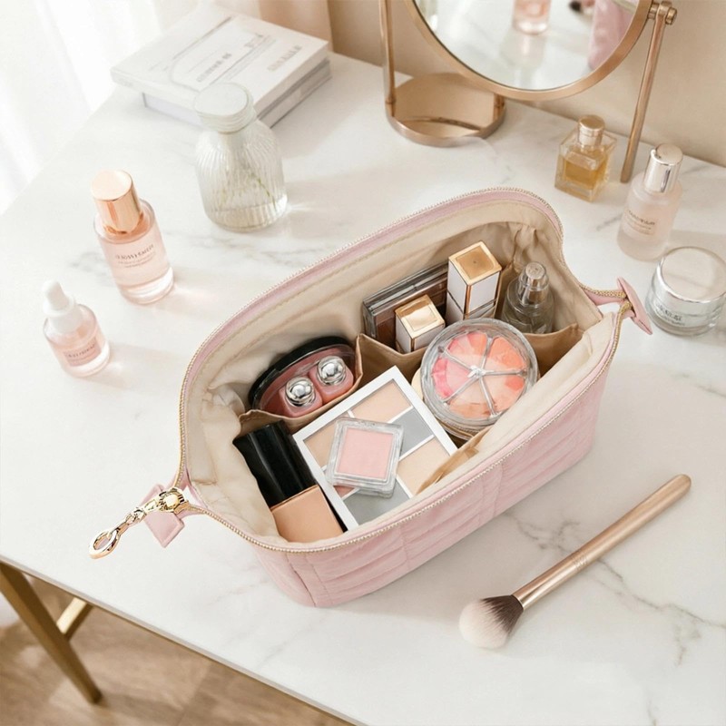 LWLWA Porta Trucchi, Makeup Bag Organizzatore Scompartimenti, Rosa