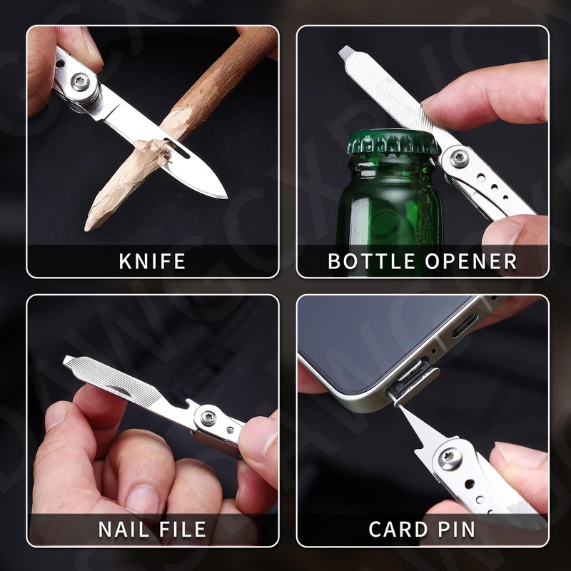 OUTU Multitool,6 in 1 Keychain Stainless Steel EDC Pocket Tool