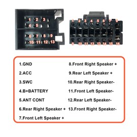 SPTSSWET 16 Pin ISO Adapter Wiring Harness ISO Standard Socket Compatible with VW with Steering Wheel Control Cables and Reverse Gear for Car Radio