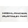 Toyota OEM 3PC Gloss Black HIGHLANDER Platinum AWD Letter Emblem