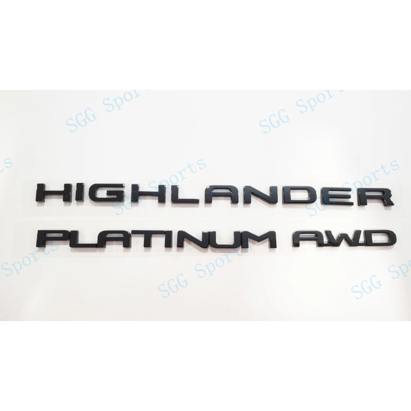 Toyota OEM 3PC Gloss Black HIGHLANDER Platinum AWD Letter Emblem
