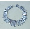 Silver Titanium Quartz Crystal Points Strand Raw Pendant Beads Healing