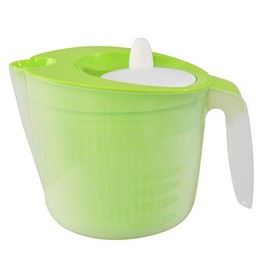 HOME-X Salad Spinner with Pouring Spout and Removable Spinning Basket Strainer, Drain Water from Lettuce, Spinach, and Salad Greens, 8 ½” L x 6 ½” W x 6" H, Green