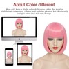 YBYMCAI Pink Bob Wig With Bangs Short Pink Bob Wigs