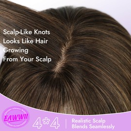 Eawwii Wig with Bangs for Women,Brown Blonde Synthetic 4x4 Scalp Wigs