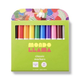 Mondo Llama 10ct Broad Tip Markers, Classic Colors, 2mm, Permanent, 3-pack