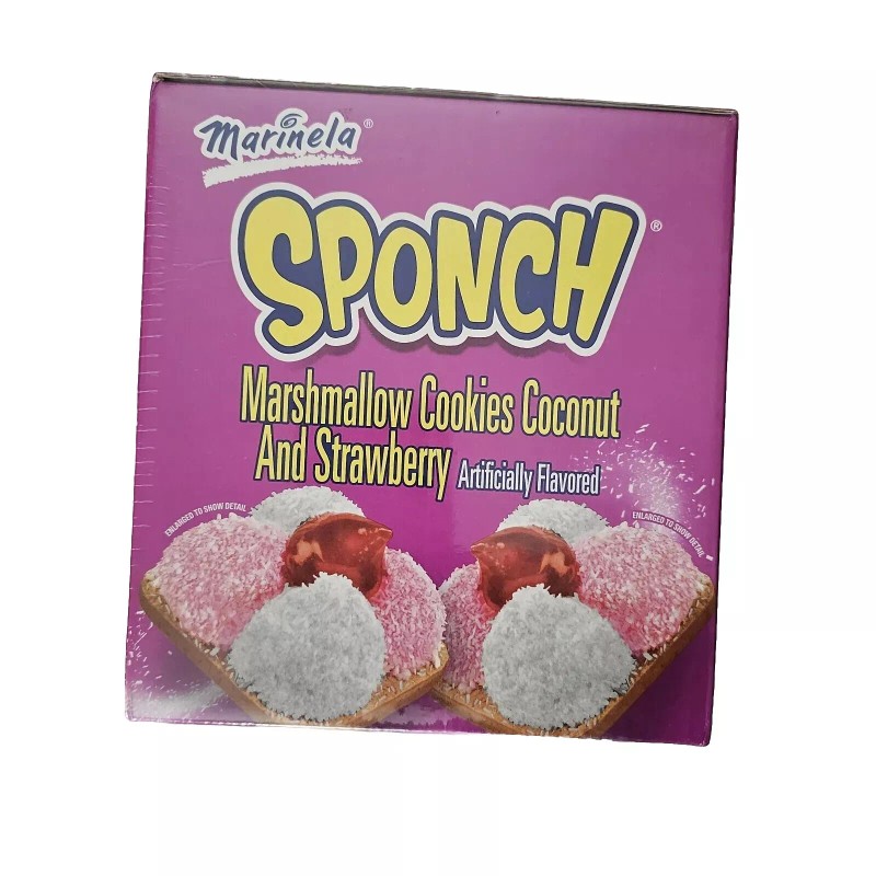 Marinela Sponch Marshmallow Cookies (24 Packs) Coconut & Strawberry Flavor