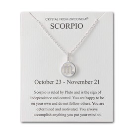 Philip Jones Scorpio Star Sign Zodiac Necklace and Quote Card with Zircondia® Crystals