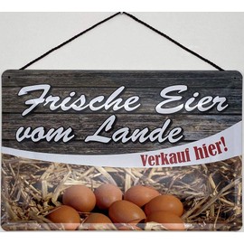 Blechschild With Cord 30 x 20 cm Fresh Eggs from Lande Blechemma