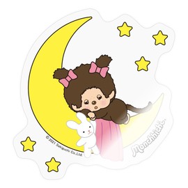 Spreadshirt Monchhichi Sleeping Girl Moon Stickers, Max. 10 x 10 cm, 10 x 10 cm, Glossy Transparent