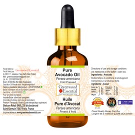 Greenwood Essential Pure Avocado Oil (Persea Americana) with Glass Dropper Natural Therapeutic Quality Cold Pressed (Pack of Two) 100 ml x 2 (6.76 oz)