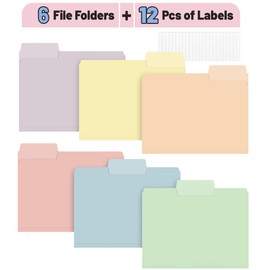 Mr. Pen- File Folders, 1/3 Cut Tab, 6 Pack, Morandi Colors, Letter Size, Colored File Folders, Letter File Folders