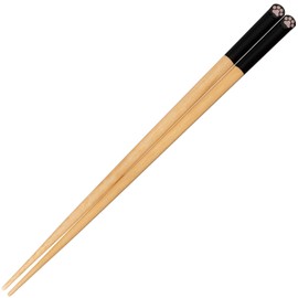 Sunlife H-06397 Chopsticks for Adult, Short, Cute, 8.3 inches (21 cm), Cat Heat, Black, Natural Wood, Black, Made in Japan