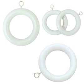 20 Pack Handmade Wooden Curtain Rod Rings 3 Inch Outer Diameter White Farmhouse Beech Wood Vintage Look,1.8 Inch Interior Diameter for 1-1.5 Inch Curtain Rod Pole
