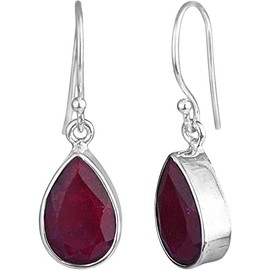 Natural Ruby Gemstone Dangle Earrings Fine Jewelry 5.4 GMS 925 Sterling Silver Meadows By Crystal craft India Christmas Gifts for Women