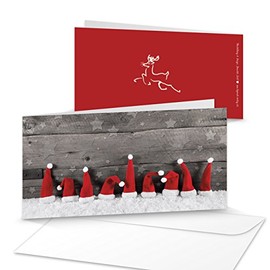 Logbuch-Verlag 10 Same Christmas Cards without Text Red Grey White 21 x 10.5 cm Country House Style Natural