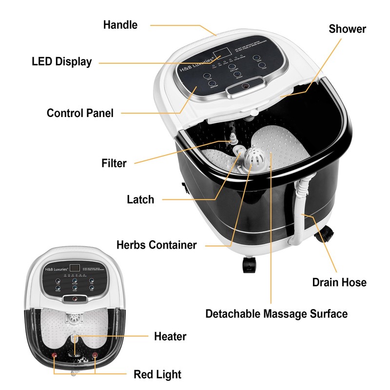 Foot Spa Massager with Heat for Stress Relief, Feet Bath